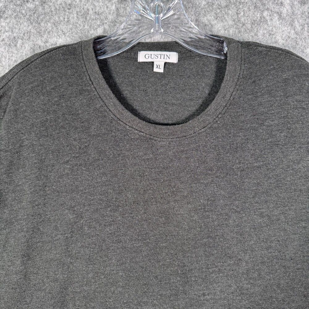Gustin T Shirt Mens XL Gray Heather Cotton Blend Minor Pilling Made In USA